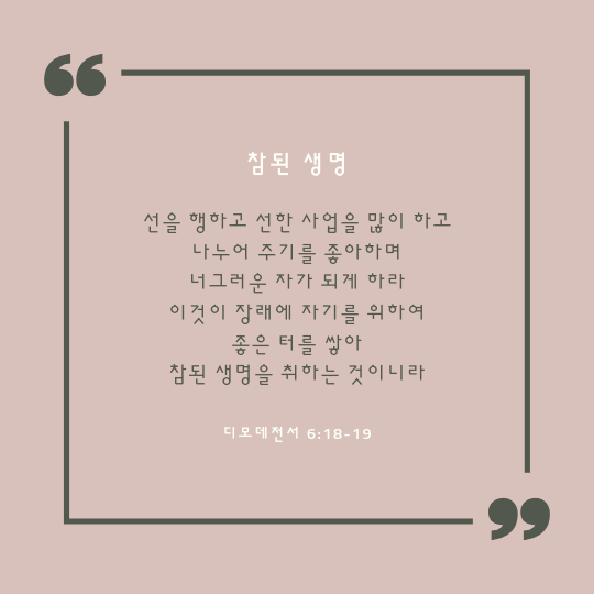 디모데전서 6장 18-19절